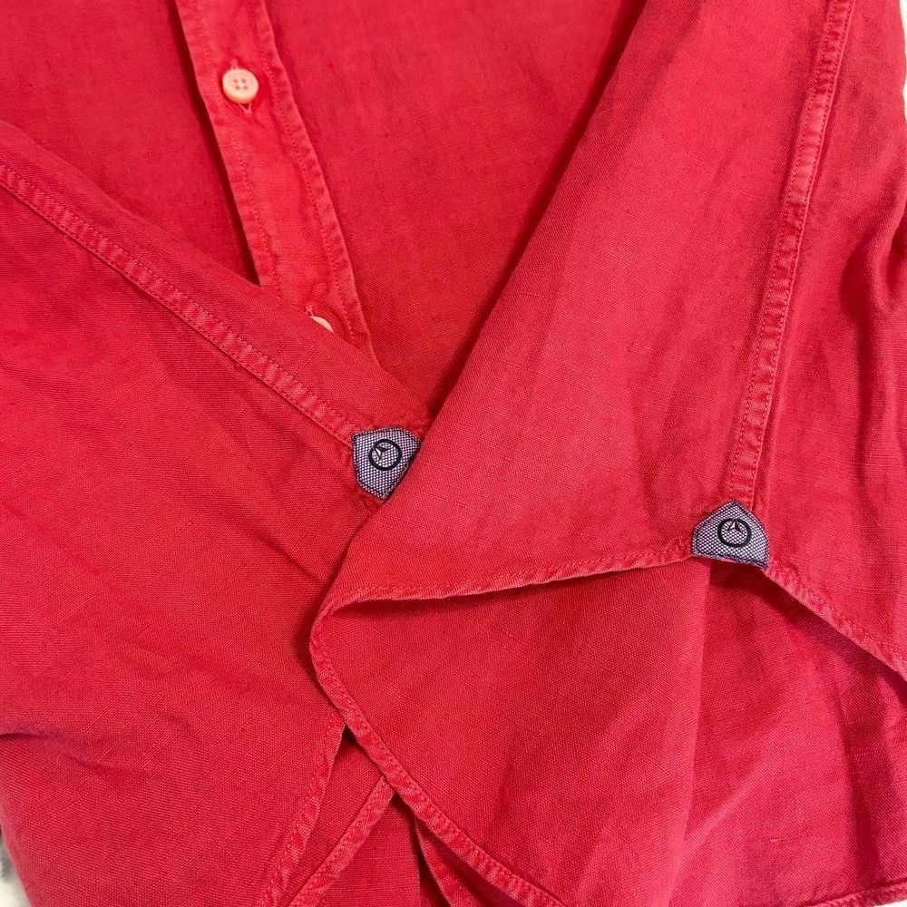 North Country Linen Shirt Womens Large Red Organic Cotton Blend Casual - Picture 9 of 11